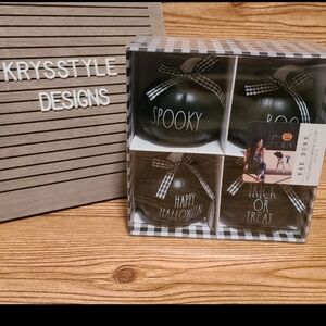 Rae Dunn Mini Halloween Pumpkins Set of 4 Black